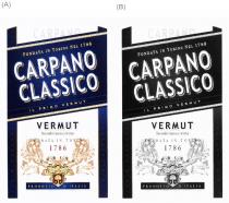 FONDATA IN TORINO NEL 1786 CARPANO CLASSICO IL PRIMO VERMUT VERMUT Secondo l'antica ricctta FONDATA IN TORINO 1786 TORINO PRODOTTO D'ITALIA