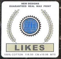 LIKES NEW DESIGNS GUARANTEED REAL WAX PRINT 100% COTTON 118.50 CMx10.98 MTS