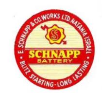 SCHNAPP BATTERY E. SCHNAPP & CO. WORKS LTD. NATANIA ISRAEL BLITZ-LONG LASTING S