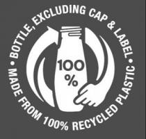100% RECYCLED PLASTIC BOTTLE, EXCLUDING CAP & LABEL MADE FROM 100%