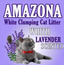 AMAZONA White Clumping Cat Litter WHITH LAVENDER SCENTED