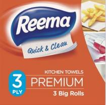 Reema Quick & Clean KITCHEN TOWELS PREMIUM 3 BIG ROLLS 3 PLY