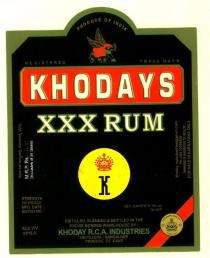 KHODAYS XXX RUM KHODAY R.C.A. INDUSTRIES K