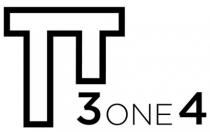 3ONE4 label in black and white