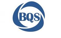 LETTERS 'BQS' PRINTED IN IN BLUE COLOR WITHIN A TRIANGULAR