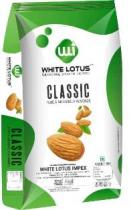 WHITE LOTUS CLASSIC PURE AND NUTRITIOUS ALMONDS OF WLI IN GREEN COLOURED HEXAGON