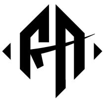 F & A letter inside rotated square with an inverted tick sign