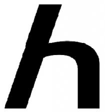 The alphabet 'h' in a unique stylized manner in semi italics and semi regular form