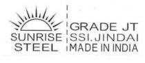 SUNRISE STEEL GRADE JT SSI JINDAI MADE IN INDIA