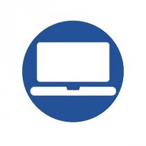 silhouetted representation of a computer and a keyboard