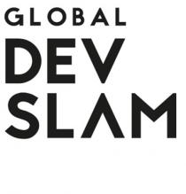GLOBAL DEV SLAM label in black and white