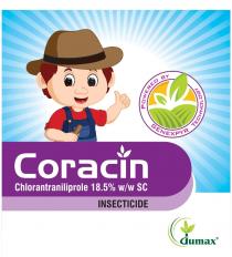 Coracin written 'i' in special font, POWERED BY GENEXPYR TECHNOLOGY, Devices;Dumax and Other Matters-Label