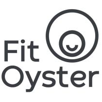 Fit Oyster written in a stylized manner with an artistic oyster