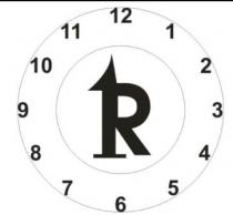 '1R' WITH CLOCK HAVING NUMBERS 1 TO 12