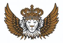 LionÃ¢ÂÂs face with a crown and flying wings