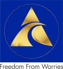 The alphabet Ã¢ÂÂAÃ¢ÂÂ artistically designed in blue background and in a circle;tagline Ã¢ÂÂ Freedom From worriesÃ¢ÂÂ