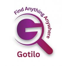 Stylist;word Gotilo with Image of Magnifier Glass with Alphabet G;Find Anything Anywhere