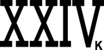 IL MARCHIO CONSISTE NELLA SCRITTURA DEL NUMERO ROMANO 24 XXIV, AFFIANCO AL SUDDETTO NUMERO SI TROVA LA LETTERA K, MARCHIO CONSISTE NELLA SCRITTURA DEL NUMERO ROMANO 24 XXIV, AFFIANCO AL SUDDETTO NUMERO SI TROVA LA LETTERA K, IN MAIUSCOLO MA, DI DIMENSIONI NOTEVOLMENTE INFERIORI RISPETTO ALLA RESTANTE PARTE DEL MARCHIO. IL TUTTO DI COLORE NERO SU FONDO BIANCO. IL MARCHIO CONSISTE NELLA SCRITTURA DEL NUMERO ROMANO 24 XXIV, AFFIANCO AL SUDDETTO NUMERO SI TROVA LA LETTERA K