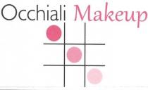 OCCHIALI MAKE UP griglia nera con tre cerchi rosa di diverse gradazioni e in linea diagonale a simulare una palette OCCHIALI MAKE UP griglia nera con tre cerchi rosa di diverse gradazioni e in linea diagonale a simulare una palette di ombretti-la dicitura occhiali e nera e make-up rosa. OCCHIALI MAKE UP griglia nera con tre cerchi rosa di diverse gradazioni e in linea diagonale a simulare una palette