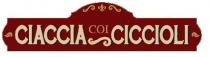 marchio costituito dalle parole ciaccia coi ciccioli in carattere particolare inserite a contrasto in un fregio sagomato di colore rosso marchio costituito dalle parole ciaccia coi ciccioli in carattere particolare inserite a contrasto in un fregio sagomato di colore rosso con ornamenti a contrasto come da riproduzione marchio costituito dalle parole ciaccia coi ciccioli in carattere particolare inserite a contrasto in un fregio sagomato di colore rosso