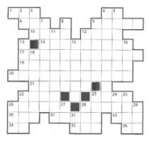 marchio consiste nella rappresentazione di uno schema sagomato di cruciverba, all interno del quale sono presenti dei quadrati di riempimento marchio consiste nella rappresentazione di uno schema sagomato di cruciverba, all interno del quale sono presenti dei quadrati di riempimento e la cui sagomatura consiste in vari rientri del perimetro rispetto al quadrilatero ideale corrispondente alla massima estensione dello schema. Il marchio consiste nella rappresentazione di uno schema sagomato di cruciverba, all interno del quale sono presenti dei quadrati di riempimento