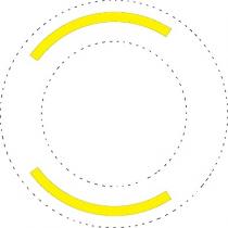 marchio consiste in una coppia linee curve di colore giallo, di egual misura e spessore, posizionate sulla guancia, qui marchio consiste in una coppia linee curve di colore giallo, di egual misura e spessore, posizionate sulla guancia, qui tratteggiata, di un pneumatico. Il posizionamento delle due linee è sbilanciato dando luogo evidente asimmetria. Il marchio consiste in una coppia linee curve di colore giallo, di egual misura e spessore, posizionate sulla guancia, qui