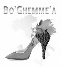 Nella parte superiore del marchio compare la scritta Bo Ghemme A. Al centro dell etichetta compare una scarpa a punta con tacco a Nella parte superiore del marchio compare la scritta Bo Ghemme A. Al centro dell etichetta compare una scarpa a punta con tacco a grappolo d uva. In cima al grappolo c è una foglia al cui gambo è attaccato un ricciolo che cade sul lato del tacco. ln secondo piano, dietro alla scarpa, vi è un ombra a forma di Italia. Nella parte superiore del marchio compare la scritta Bo Ghemme A. Al centro dell etichetta compare una scarpa a punta con tacco a