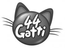 MARCHIO CONSISTENTE NELLA SCRITTA 44 GATTI REDATTA IN SPECIALI CARATTERI DI STAMPA E SOVRAIMPRESSA SUL MUSO STILIZZATO DI UN GATTO. MARCHIO CONSISTENTE NELLA SCRITTA 44 GATTI REDATTA IN SPECIALI CARATTERI DI STAMPA E SOVRAIMPRESSA SUL MUSO STILIZZATO DI UN GATTO. MARCHIO CONSISTENTE NELLA SCRITTA 44 GATTI REDATTA IN SPECIALI CARATTERI DI STAMPA E SOVRAIMPRESSA SUL MUSO STILIZZATO DI UN GATTO.