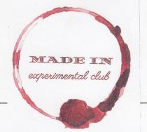MADE IN EXPERIMENTAL CLUB - IMPRONTA DI CALICE DI VINO ROSSO CON GOCCE SU FONDO BIANCO, SBAVATE E CON SFUMATURE MADE IN EXPERIMENTAL CLUB - IMPRONTA DI CALICE DI VINO ROSSO CON GOCCE SU FONDO BIANCO, SBAVATE E CON SFUMATURE IN BORDEAUX E NERO, A FORMA CILINDRICA CON SCRITTA INTERNA MADE IN EXPERIMENTAL CLUB IN ROSSO. MADE IN EXPERIMENTAL CLUB - IMPRONTA DI CALICE DI VINO ROSSO CON GOCCE SU FONDO BIANCO, SBAVATE E CON SFUMATURE