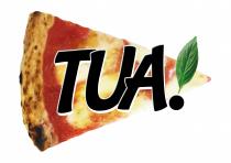 Fetta di pizza stilizzata con sovra impressa la scritta Tua il cui punto esclamativo finale è costituito da un punto Fetta di pizza stilizzata con sovra impressa la scritta Tua cui punto esclamativo finale è costituito da un punto di scrittura ed una foglia di basilico stilizzata. Il livello di definizione della stilizzazione varia in funzione dell uso. Il punto esclamativo così costituito è parte integrante del logo e, usato singolarmente, logo esclusivo di individuazione del servizio/prodotto Fetta di pizza stilizzata con sovra impressa la scritta Tua il cui punto esclamativo finale è costituito da un punto