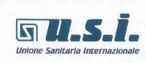 U.S.I. Unione Sanitaria Internazionale consiste nell acronimo U.S.I. derivante dalle prime lettere delle parole componenti la dicitura Unione sanitaria Internazionale che U.S.I. Unione Sanitaria Internazionale consiste nell acronimo U.S.I. derivante dalle prime lettere delle parole componenti la dicitura Unione sanitaria Internazionale che e riportata nella parte sottostante l acronimo, per tutta la lunghezza della sua estensione; l acronimo e realizzato in caratteri stampatello maiuscolo a tratto molto largo, preceduti da un simbolo costituito dalla fusione di fantasia di dette prime lettere, collegato con terminale U dell acronimo. U.S.I. Unione Sanitaria Internazionale consiste nell acronimo U.S.I. derivante dalle prime lettere delle parole componenti la dicitura Unione sanitaria Internazionale che