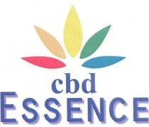 Marchio è composto dalla parole CBD scitta in carattere minisculo color blu, sotto la quale è posta la parola Marchio è composto dalla parole CBD scitta in carattere minisculo color blu, sotto la quale è posta la parola Essence, scritta in carattere maiuscolo blu con ombreggiatura blu.Sopra la parola Cbd è raffigurata una foglia simil canapa stilizzata, con foglie singole e di colori diversi, partendo dalla prima foglia sulla sinistra del logo, di colore rosso, e a seguire le altre quattro in colore arancione, giallo, verde e turchese. Il Marchio è composto dalla parole CBD scitta in carattere minisculo color blu, sotto la quale è posta la parola