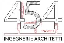marchio consiste in un impronta raffigurante la dicitura 454 INGEGNERI E ARCHITETTI in caratteri di fantasia disposta su due righe, marchio consiste in un impronta raffigurante la dicitura 454 INGEGNERI E ARCHITETTI in caratteri di fantasia disposta su due righe, la componente numerica 454 essendo di maggiori dimensioni e con ciascuna cifra profilata di colore nero. Entrambi i numeri 4 contenenti tre piccoli cerchi di colore nero attraversati da un segmento obliquo, il primo numero 4 essendo affiancato sul lato destro superiore da una figura stilizzata di colore rosso. Il numero 5 contenente una serie di segmenti obliqui e paralleli tra di loro di colore nero ed essendo parzialmente sovrapposto nella parte inferiore alla figura stilizzata di una gru di colore rosso. Posta tra il 5 e il secondo 4 la dicitura di minori dimensioni 1563-2017 di colore rosso. Sottostante le suddette diciture è posto un segmento orizzontale profilato di colore rosso dal quale si ergono due segmenti verticali anch essi di colore rosso che intersecano la parte inferiore dei due numeri 4. Al di sotto del segmento orizzontale è posta l espressione verbale INGEGNERI E ARCHITETTI in caratteri di fantasia di colore nero. Il marchio consiste in un impronta raffigurante la dicitura 454 INGEGNERI E ARCHITETTI in caratteri di fantasia disposta su due righe
