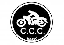 GLI ELEMENTI CARATTERISTICI DEL MARCHIO SONO: - UN DISEGNO STILIZZATO DI UNA PERSONA SU UNA MOTOCICLETTA - UNA SCRITTA C.C.C. GLI ELEMENTI CARATTERISTICI DEL MARCHIO SONO: - UN DISEGNO STILIZZATO DI UNA PERSONA SU UNA MOTOCICLETTA - UNA SCRITTA C.C.C. SOTTO SUDDETTO DISEGNO - UNA SCRITTA MILANO PIU PICCOLA SOTTO LA SUDDETTA SCRITTA C.C.C. - I 3 ELEMENTI SONO CONTENUTI ALL INTERNO DI UN CERCHIO CHE A SUA VOLTA E CIRCONDATO DA UNA CIRCONFERENZA GLI ELEMENTI CARATTERISTICI DEL MARCHIO SONO: - UN DISEGNO STILIZZATO DI UNA PERSONA SU UNA MOTOCICLETTA - UNA SCRITTA C.C.C.