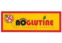 IL marchio è composto dalle parole pizza noglutine by pasquale pometto, dove noglutine è scritto tutto attaccato e con una marchio è composto dalle parole pizza noglutine by pasquale pometto, dove noglutine è scritto tutto attaccato e con una fogliolina verde sulla i con la punta in alto leggermente inclinata verso destra. La parola pizza è posta sopra la parola noglutine più esattamente sopra la o e le parole By PASQUALE POMETTO sono poste ancora sotto la parola noglutine . Le parole no, pizza e by pasquale pometto sono di colore nero, mentre la parola glutine è di colore rosso, inoltre le parole pizza e by pasqualepasquale sono in stampatello,mentre la parola noglutine è in stampatello fatta eccezione per le lettere n che si presentano come una U rovesciata. SULL ANGOLO SINISTRO SUPERIORE DEL MARCHIO SI TROVA IL DISEGNO DI UNA PIZZA DI COLORE ROSSO CON BORDO DI COLORE SENAPE E ANCORA UN BORDO ESTERNO A QUELLO SENAPE DI COLORE NERO. L INTERA PIZZA E CIRCONDATA DA RAGGI DALLA LUNGHEZZA DISOMOGENEA, DI COLORE NERO, ALL INTERNO DEL COLORE ROSSO CI SONO N 7 MACCHIE BIANCHE DI DIMENSIONI DIFFERENTI L UNA DALL ALTRA, SUL LATO SINISTRO IN ALTO DELLA PIZZA SI TROVA UNA FOGLIOLINA VERDE CON BORDO BIANCO. QUESTA PIZZA E A FORMA UN PALLONCINO. IL FILO DEL PALLONCINO SI CONGIUNGE ALLA SCRITTA BY PASQUALE POMETTO IL TUTTO E SU SFONDO GIALLO RIQUADRATO ESTERNAMENTE DA UNA CORNICE ROSSA. IL marchio è composto dalle parole pizza noglutine by pasquale pometto, dove noglutine è scritto tutto attaccato e con una