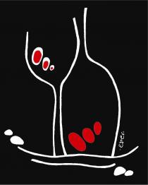 MARCHIO FIGURATIVO, CON BICCHIERE E BOTTIGLIA STILIZZATI; TRATTO BIANCO, SFONDO NERO, TERRENO STILIZZATO CON ALCUNI SASSI IN ROSSO. MARCHIO FIGURATIVO, CON BICCHIERE E BOTTIGLIA STILIZZATI; TRATTO BIANCO, SFONDO NERO, TERRENO STILIZZATO CON ALCUNI SASSI IN ROSSO. MARCHIO FIGURATIVO, CON BICCHIERE E BOTTIGLIA STILIZZATI; TRATTO BIANCO, SFONDO NERO, TERRENO STILIZZATO CON ALCUNI SASSI IN ROSSO.