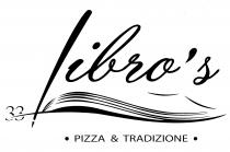 marchio è costituito dalla parola LIBRO S con apostrofo marcato, lettera L maiuscola allungata e stilizzata, con 4 onde sulla marchio è costituito dalla parola LIBRO S con apostrofo marcato, lettera L maiuscola allungata e stilizzata, con 4 onde sulla base della L su cui vi sono 2 baffi sulla destra, che sottolineano la scritta Libro s interamente in corsivo, con il numero 33 attraversato al di sotto del centro, da un allungamento verso sinistra della base della L . Al di sotto della scritta 33 Libro s c è un ulteriore scritta pizza e tradizione di carattere Arial maiuscolo di dimensioni ridotte rispetto alla scritta superiore e posta tra due cerchi. Il tutto come da esemplare allegato Il marchio è costituito dalla parola LIBRO S con apostrofo marcato, lettera L maiuscola allungata e stilizzata, con 4 onde sulla