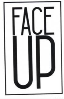 FACE UP ATTIVA IL TUO VISO.Il marchio presenta scritta grafica FACE UP, racchiusa dentro un rettangolo dove UP è FACE UP ATTIVA TUO VISO. Il marchio presenta scritta grafica FACE UP, racchiusa dentro un rettangolo dove UP è scritto più in grande rispetto a FACE, in basso sotto al rettangolo troviamo una scritta ATTIVA IL TUO VISO FACE UP ATTIVA IL TUO VISO. Il marchio presenta scritta grafica FACE UP, racchiusa dentro un rettangolo dove UP è