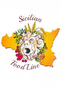 marchio è denominato: Sicilian Food Line.Tra le scritte Sicilian e Food Line vi è l immagine della Sicilia stilizzata con marchio è denominato: Sicilian Food Line. Tra le scritte Sicilian e Food Line vi è l immagine della Sicilia stilizzata con al centro un mascherone Barocco. Il marchio è denominato: Sicilian Food Line.Tra le scritte Sicilian e Food Line vi è l immagine della Sicilia stilizzata con