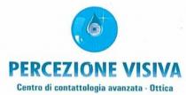 E di forma circolare di colore azzurro, rappresenta un iride con al centro una pupilla blu grigia e cerchi concentrici E di forma circolare di colore azzurro, rappresenta un iride con al centro una pupilla blu grigia e cerchi concentrici bianchi,questi ultimi contenuti all interno di una goccia traslucida in quadricromia celeste, azzurro e verde medicale . L iride azzurra sopra descritta presenta in alto a destra un luccichio bianco a forma di croce,di cui le due estremità fuoriescono dai margini dell iride,mentre sulla sinistra un riflesso sbiadito bianco- azzurro che dà carattere di sfericità all iride. Sotto la dicitura: PERCEZIONE VISIVA e sotto quest ultima Centro di contattologia avanzata-Ottica. PERCEZIONE VISIVA - Centro di contattologia avanzata-Ottica figurativo