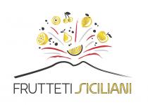 FRUTTETI SICILIANI. Il marchio figurativo FRUTTETI SICILIANI si compone al centro di una immagine raffigurante il profilo stilizzato del vulcano FRUTTETI SICILIANI. marchio figurativo FRUTTETI SICILIANI si compone al centro di una immagine raffigurante il profilo stilizzato del vulcano Etna con alla sua sommità delle raffigurazioni di agrumi, mele, pere, ciliegie e kiwi intervallate da tratti a voler raffigurare gli schizzi di lava tipici di una esplosione; in basso all immagine la scritta FRUTTETI SICILIANI in caratteri bastoni descritta su un tracciato retto. FRUTTETI SICILIANI figurativo