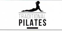 logo consiste nella scritta TRADITIONAL a caratteri Bebas light maiuscoli e PILATES a caratteri Bebas bold maiuscoli. Al logo consiste nella scritta TRADITIONAL a caratteri Bebas light maiuscoli e PILATES a caratteri Bebas bold maiuscoli. Al di sopra delle scritte si evidenzia una linea nera nella quale appare una figura femminile distesa con il dorso sollevato che poggia sugli arti anteriori; di colore nero. Al di sotto una linea nera a chiusura del tutto. Il logo consiste nella scritta TRADITIONAL a caratteri Bebas light maiuscoli e PILATES a caratteri Bebas bold maiuscoli. Al