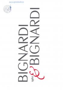 Marchio composto da logotipo BIGNARDI BIGNARDI 1860 con diciture tutte in maiuscole con dignità tipografiche diversificate, l anno 1860 e il Marchio composto da logotipo BIGNARDI BIGNARDI 1860 con diciture tutte in maiuscole con dignità tipografiche diversificate, l anno 1860 e cognome BIGNARDI sono di colore grigio nero K 70,mentre la commerciale è di colore rosso pantone 193- CMYK =C0 M100 Y66 K13 Marchio composto da logotipo BIGNARDI BIGNARDI 1860 con diciture tutte in maiuscole con dignità tipografiche diversificate, l anno 1860 e il