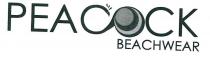 Termine inglese PEACOCK E BEACHWEAR con logo annesso. In corrispondenza della prima C di PEACOCK sono presenti n. 3 trattini Termine inglese PEACOCK E BEACHWEAR con logo annesso. In corrispondenza della prima C di PEACOCK sono presenti n. 3 trattini all estremità superiore vicino al quale e presente un triangolo. L estremità inferiore della predetta lettera è attaccata con la O successiva che presenta n. 5 di cerchi concentrici. tutto come da esemplare allegato. Termine inglese PEACOCK E BEACHWEAR con logo annesso. In corrispondenza della prima C di PEACOCK sono presenti n. 3 trattini