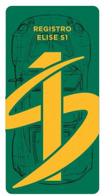 REGISTRO ELISE S1. IL MARCHIO CONSISTE IN UN RETTANGOLO CON SFONDO VERDE LA CUI ALTEZZA E DOPPIA RISPETTO ALLA BASE, REGISTRO ELISE S1. MARCHIO CONSISTE IN UN RETTANGOLO CON SFONDO VERDE LA CUI ALTEZZA E DOPPIA RISPETTO ALLA BASE, ALL INTERNO DEL QUALE VI E IL NUMERO 1 SOVRAPPOSTO ALLA LETTERA S IN COLORE GIALLO. NELLA PARTE ALTA DEL RETTANGOLO VI E LA SCRITTA REGISTRO ELISE S1 IN GIALLO. SULLO SFONDO SI INTRAVEDE UNO SCHIZZO DI UN AUTO IN COLORE NERO. REGISTRO ELISE S1. IL MARCHIO CONSISTE IN UN RETTANGOLO CON SFONDO VERDE LA CUI ALTEZZA E DOPPIA RISPETTO ALLA BASE