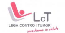 LEGA CONTRO I TUMORI - INVESTIAMO IN SALUTE L acronimo LCT LEGA CONTRO I TUMORI accompagnato dal simbolo LILT ormai consolidato LEGA CONTRO I TUMORI - INVESTIAMO IN SALUTE L acronimo LCT LEGA CONTRO I TUMORI accompagnato dal simbolo LILT ormai consolidato e riconoscibile un omino stilizzato rosso a braccia aperte con la sua ombra in grigio, insieme al claim investiamo in salute anch esso in rosso investiamo in salute . LEGA CONTRO I TUMORI - INVESTIAMO IN SALUTE L acronimo LCT LEGA CONTRO I TUMORI accompagnato dal simbolo LILT ormai consolidato