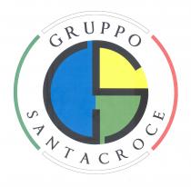LOGO CIRCOLARE FORMATO DA QUATTRO SEZIONI SEMICIRCOLARI SIMMETRICHE, LA SEZIONE SUP. E INF. CON CONTORNO NERO E SFONDO BIANCO, LA LOGO CIRCOLARE FORMATO DA QUATTRO SEZIONI SEMICIRCOLARI SIMMETRICHE, LA SEZIONE SUP. E INF. CON CONTORNO NERO E SFONDO BIANCO, LA SEZIONE SX SFONDO VERDE E QUELLA DX SFONDO ROSSO. ALL INTERNO DELLA CIRCONFERENZA LA SCRITTA GRUPPO SANTACROCE IN STAMPATO MAIUSCOLO COLORE NERO, GRUPPO RIPORTATO CON UNA CONCAVITA VERSO BASSO NELLA PARTE SUP. E SANTACROCE RIPORTATO CON UNA CONCAVITA VERSO L ALTO NELLA PARTE INF. IL TUTTO SU SFONDO BIANCO. AL CENTRO UNA G E UNA S STILIZZATE DI COLORE NERO, LA G PRESENTA UNO SFONDO BLU E LA S SFONDO GIALLO NELLA PARTE SUP. E VERDE IN QUELLA INF.