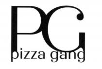 marchio è composto da due parole: PIZZA GANG. Il marchio è composto dalle due lettere P e G, maiuscolo, marchio è composto da due parole: PIZZA GANG. Il marchio è composto dalle due lettere P e G, maiuscolo, corsivo, sottostante ci sono le parole pizza e gang in corsivo, minuscolo, separate. Il marchio potrà essere utilizzato con qualsiasi colore. PG PIZZA GANG