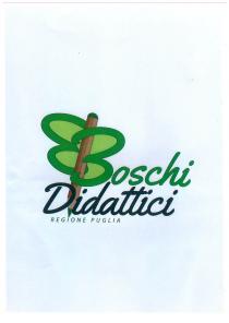 - IL LOGO E COSTITUITO DALLA SCRITTA BOSCHI DIDATTICI IL FONT E DI TIPO SCRIPT 9 ACCOMPAGNATA DALLA SCRITTA REGIONE PUGLIA - LOGO E COSTITUITO DALLA SCRITTA BOSCHI DIDATTICI IL FONT E DI TIPO SCRIPT 9 ACCOMPAGNATA DALLA SCRITTA REGIONE PUGLIA . LA PAROLA BOSCHI E SCRITTA IN VERDE E LA b E AFFIANCATA DALLA SUA IMMAGINE SPECCHIATA, A SIMULARE LA CHIOMA DI UN ALBERO, RIEMPITA CON UN VERDE PIù CHIARO E IL CUI TRONCO E SIMULATO DA UNA MATITA DI COLORE MARRONE CHIARO. LA PAROLA DIDATTICI E SCRITTA IN NERO: REGIONE PUGLIA E SCRITTO IN VERDE. - IL LOGO E COSTITUITO DALLA SCRITTA BOSCHI DIDATTICI IL FONT E DI TIPO SCRIPT 9 ACCOMPAGNATA DALLA SCRITTA REGIONE PUGLIA
