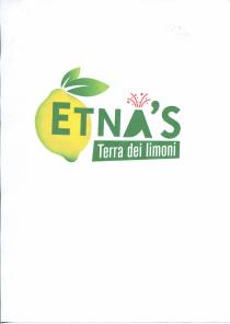 marchio è composto dall espressione di fantasia Etna s Terra dei limoni e da un illustrazione raffigurante un limone dai colori che marchio è composto dall espressione di fantasia Etna s Terra dei limoni e da un illustrazione raffigurante un limone dai colori che sfumano dal giallo al verde, con in alto due foglie che dal picciolo si rivolgono verso destra. Al centro la parola Etna s in verde, con le prime due lettere contenute parzialmente dal limone e la A con silouette di vulcano, dalla cui sommità fuoriesce, in rosso, un eruzione di magma e lapilli. Sotto, in corrispondenza delle ultime tre lettere del logo, è posto un rettangolo trapezoidale verde che contiente la dicitura in bianco Terra dei limoni . Il marchio è composto dall espressione di fantasia Etna s Terra dei limoni e da un illustrazione raffigurante un limone dai colori che